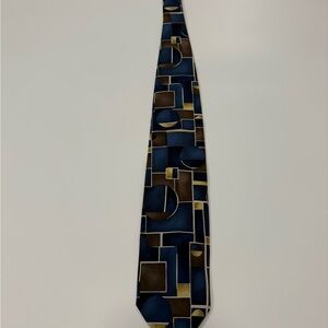 Puritan Geometric Patterned Tie in Blue and Brown
